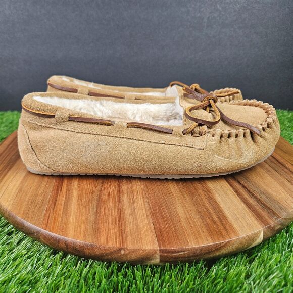 Minnetonka Womens Shoes Size 7 Cally Suede Faux Fur Lined Slip On Slipper 4052 - Picture 1 of 10